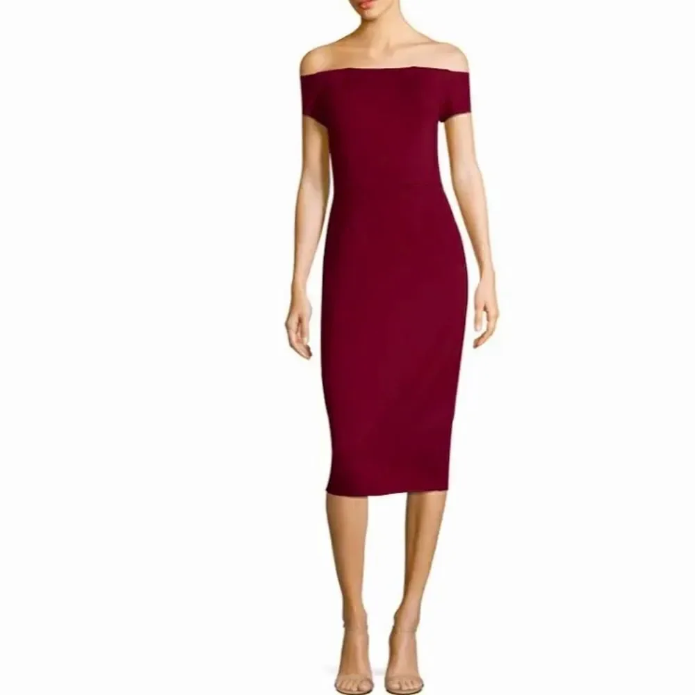 Trina Turk CANDELLYN Cranberry Red Scoop Neck Fitted Holiday Sheath Pencil Dress